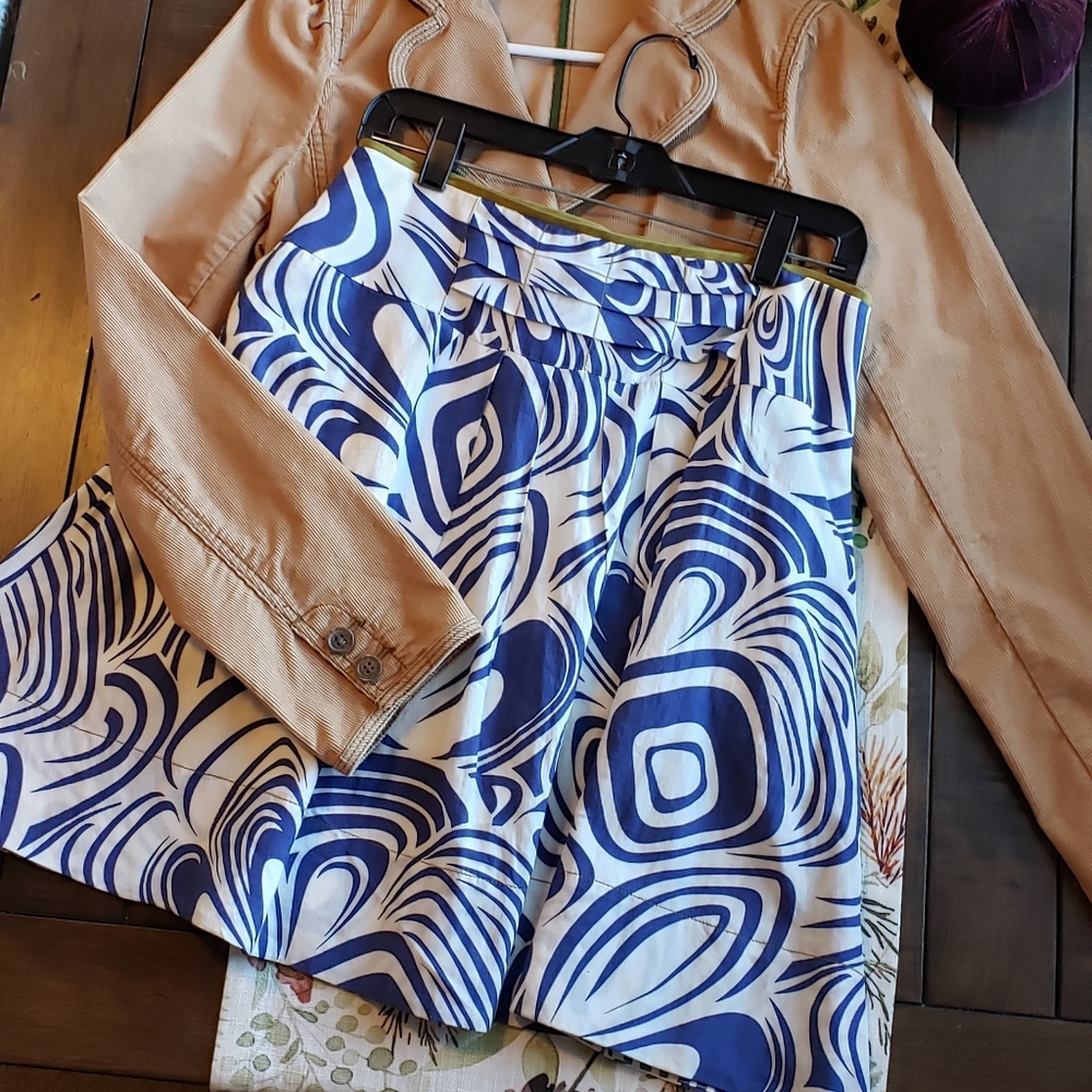 CAbi Blue & White Unique Skirt
